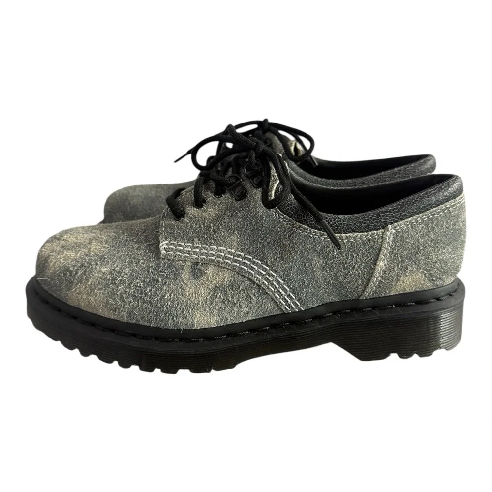 Dr Martens 8053 Grey Stonewashed Suede Leather Oxford Shoes Mens 7 Women's 8 NEW